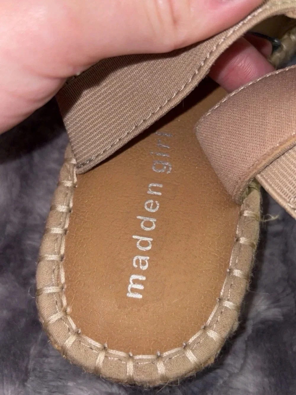 Madden Girl Beige Espadrille Sandals with Elastic Cross Straps